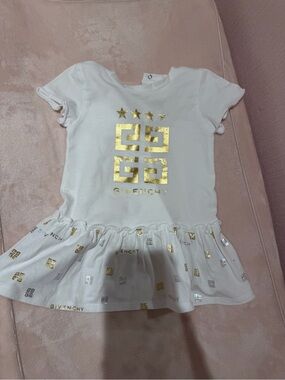Givenchy White Tee with Gold Logo and Metallic Accents